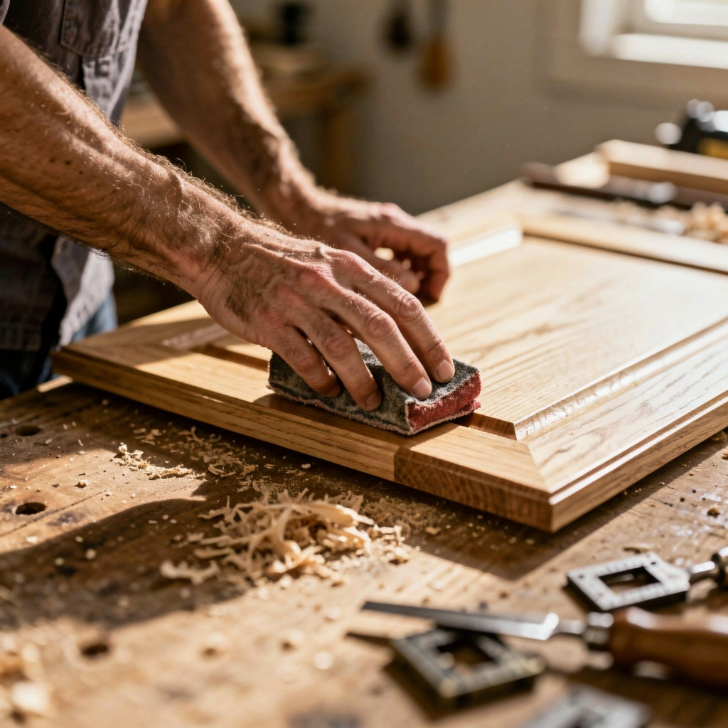 Precision Woodcraft San Diego custom woodworking tools and digital design interface showcasing dual craftsmanship services