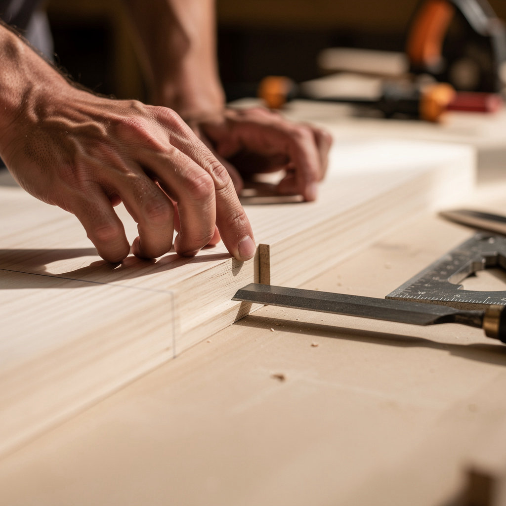 Precision Woodcraft San Diego artisan crafting custom furniture and cabinetry in our San Diego workshop